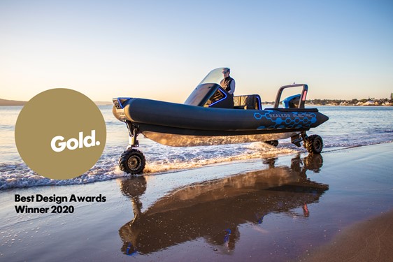 Sealegs Electric E4 amphibious boat with gold award